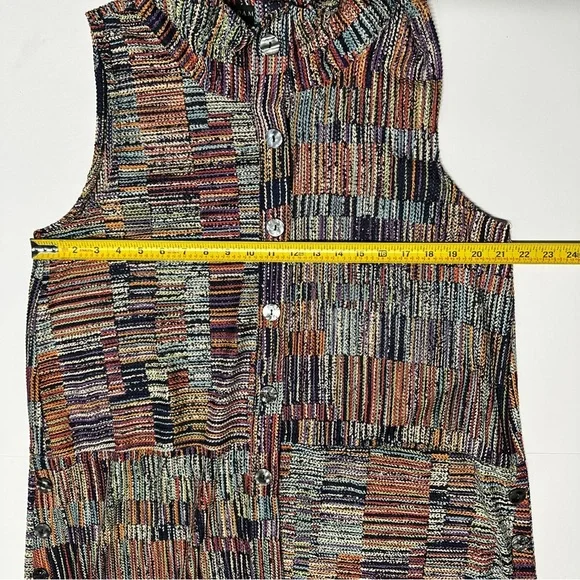 Damee Artsy Patchwork Sleeveless Button-up Tunic with Wire Collar Lagenlook XL - Picture 15 of 15